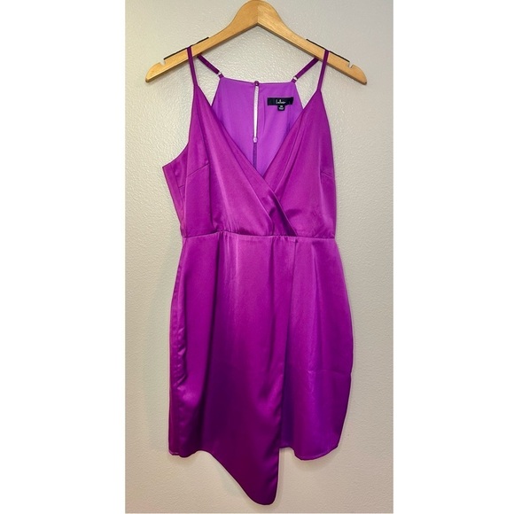 NWT Lulu’s What a Stunner Purple Satin Asymmetrical Mini Dress - Picture 4 of 10